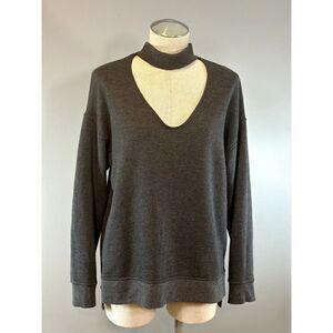 Joe's Jeans Collection Mock Neck Deep V Sweatshirt in Gray Size S
